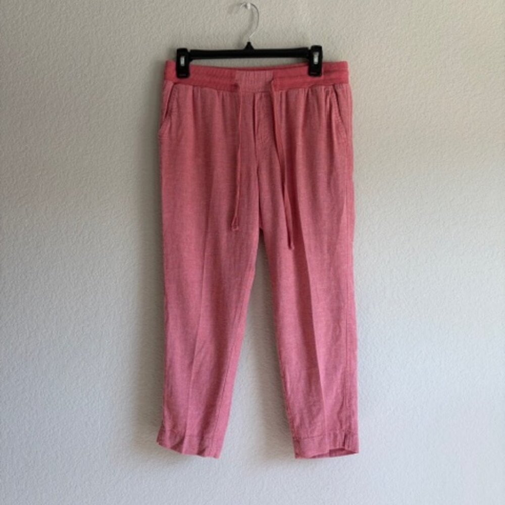 Susma Women's Coral Linen Blend Drawstring Pants Size XS Summer Resort Comfy - Picture 2 of 9
